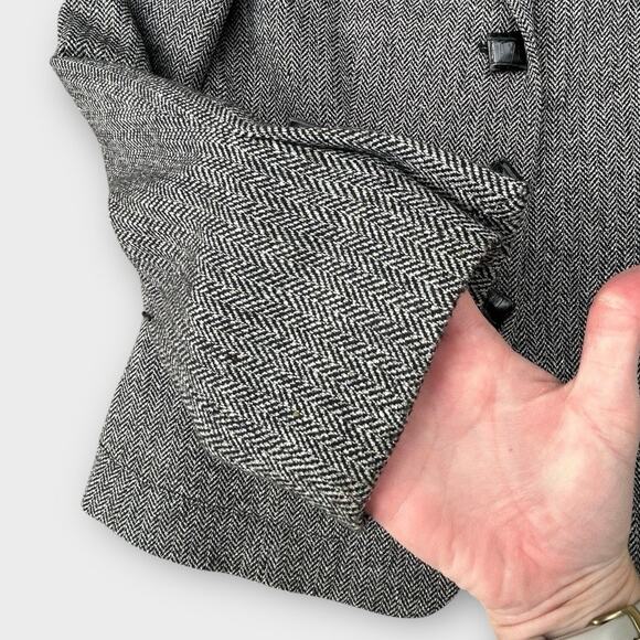 Les Copains Black White Herringbone Metallic Wool Blazer Women's size 42 Italian - Picture 4 of 11